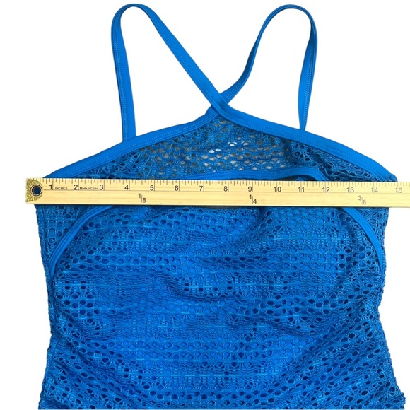 NWT Island Escape Tankini Top Women’s Size 8 Lost At Sea Crochet High Neck Blue - Picture 8 of 12